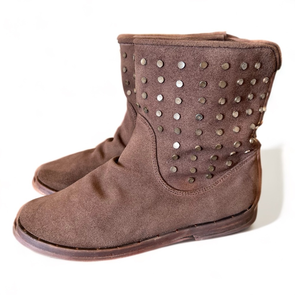 beek Brown Studded Suede Ankle Booties